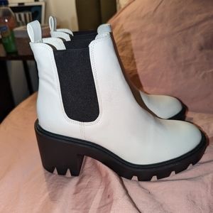 NWOT SheIn White Ankle Combat Heel Boots
